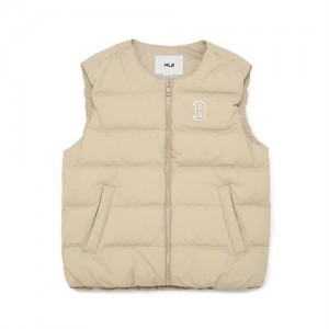 MLB Air Daily Light Weight Down Vest Outerwear Beige | Australia_MLB36724