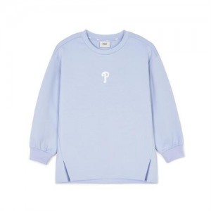 MLB Athleisure Long Sweatshirt Tops Blue | Australia_MLB78639