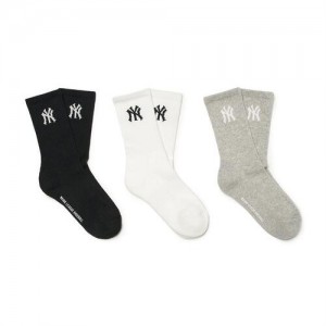 MLB Basic 3ea Socks Accessories Black | Australia_MLB28778