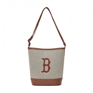 MLB Basic Big Logo Canvas Tote Bags Grey / Brown | Australia_MLB87498