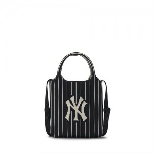 MLB Basic Big Logo Knit Crossbody Bags Black | Australia_MLB53934