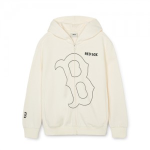 MLB Basic Big Logo Zip Up Hoodie Tops White | Australia_MLB97934