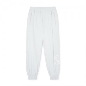 MLB Basic Big&mega Logo Summer Stretch Woven Track Pants Bottoms White | Australia_MLB21454