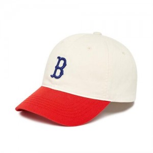 MLB Basic Color Block Unstructured Baseball Caps White / Red | Australia_MLB19493