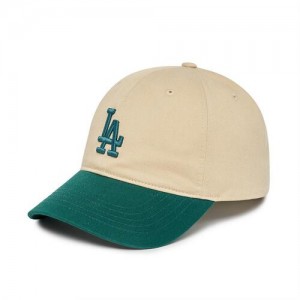 MLB Basic Color Block Unstructured Baseball Caps Beige | Australia_MLB83024