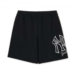 MLB Basic Mega Logo 9in Shorts Bottoms Black | Australia_MLB30012