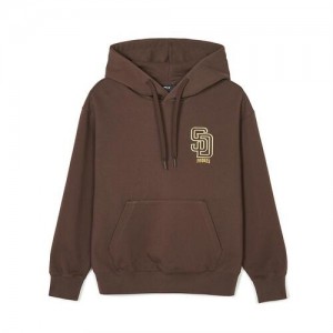 MLB Basic Mega Logo Overfit Hoodie Brown | Australia_MLB87178