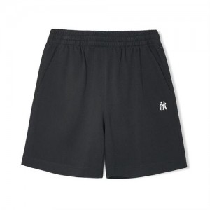 MLB Basic Small Logo 7in Shorts Bottoms Black | Australia_MLB94648