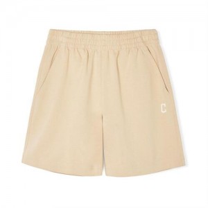 MLB Basic Small Logo 7in Shorts Bottoms Beige | Australia_MLB92620