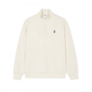 MLB Basic Small Logo Half Zip Sweatshirts White | Australia_MLB68656