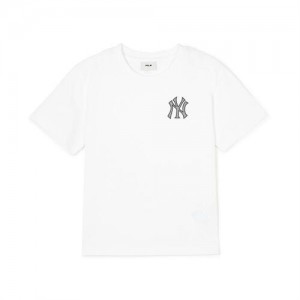 MLB Basic Small Logo T Shirt Tops White | Australia_MLB94025