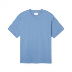 MLB Basic Small Logo T Shirts Blue | Australia_MLB68383