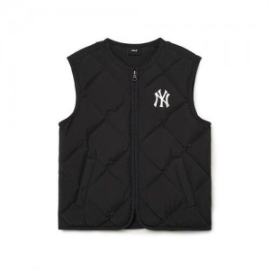 MLB Basic Tube Down Vest Outerwear Black | Australia_MLB58449