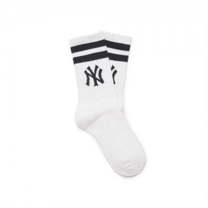 MLB Big Logo Stripe Socks White | Australia_MLB83508