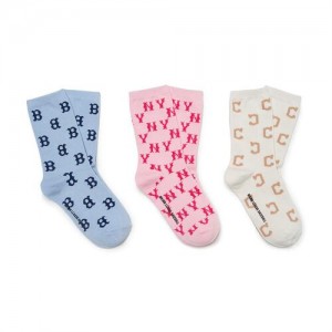 MLB Classic Monogram 3ea Socks Accessories Blue | Australia_MLB47990