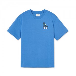 MLB Classic Monogram Gradation Big Logo T Shirt Tops Blue | Australia_MLB59097