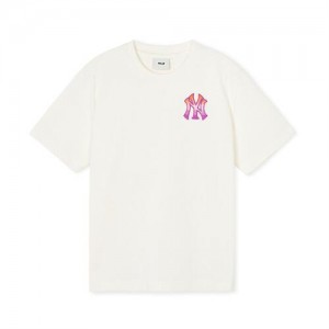 MLB Classic Monogram Gradation Big Logo T Shirt Tops White | Australia_MLB24038