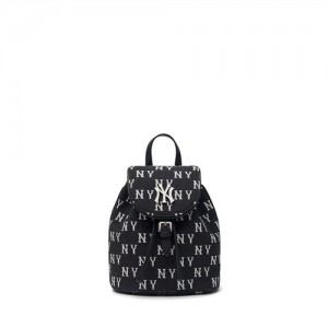 MLB Classic Monogram Jacquard Mini Backpacks Black | Australia_MLB13371