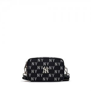 MLB Classic Monogram Jacquard Mini Crossbody Bags Black | Australia_MLB51614