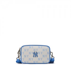 MLB Classic Monogram Jacquard Mini Crossbody Bags White | Australia_MLB64207