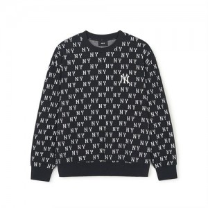 MLB Classic Monogram Jaquard Sweatshirts Black | Australia_MLB28569