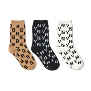 MLB Classic Monogram Socks Set Accessories Beige | Australia_MLB20394