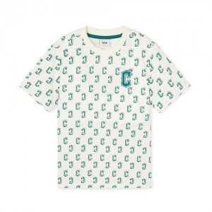 MLB Classic Monogram T Shirt Tops Green | Australia_MLB28216