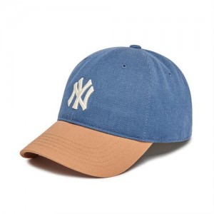 MLB Color Block Denim Like Unstructured Baseball Caps Blue | Australia_MLB66819