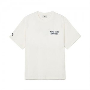 MLB Cursive Letter T Shirts White | Australia_MLB62603