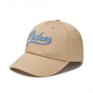 MLB Cursive Lettering Unstructured Baseball Caps Beige | Australia_MLB91262