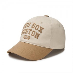 MLB Cursive Logo Color Block Unstructured Baseball Caps White / Beige | Australia_MLB69721