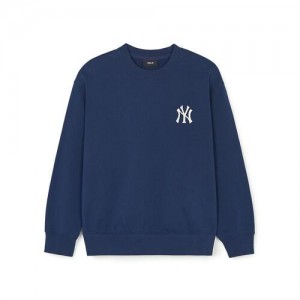 MLB Denim Like Monogram Big Lux Sweatshirts Blue | Australia_MLB86560