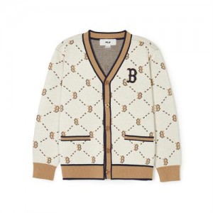 MLB Dia Monogram Cardigan Tops Beige | Australia_MLB99603