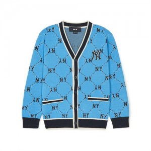 MLB Dia Monogram Cardigan Tops Blue | Australia_MLB86200