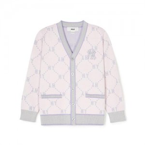 MLB Dia Monogram Cardigan Tops Grey | Australia_MLB90165