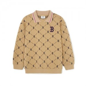 MLB Dia Monogram Collar Sweatshirt Tops Beige | Australia_MLB30768