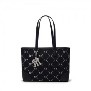 MLB Dia Monogram Jacquard Large Tote Bags Black | Australia_MLB58445