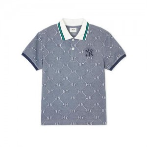 MLB Dia Monogram Jacquard Pique T Shirt Tops Grey | Australia_MLB48081