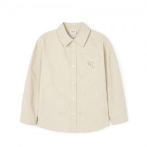 MLB Dia Monogram Oxford Jqd Shirt Tops Beige | Australia_MLB37410