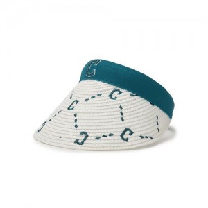 MLB Dia Monogram Raffia Sunvisor Cap Green | Australia_MLB43834