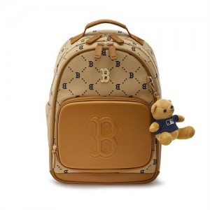 MLB Dia Monogram School Bag Accessories Beige | Australia_MLB62106