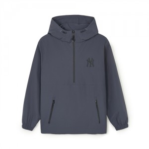 MLB Gorpcore Reflective Hood Anorak Hoodie Dark Grey | Australia_MLB70978