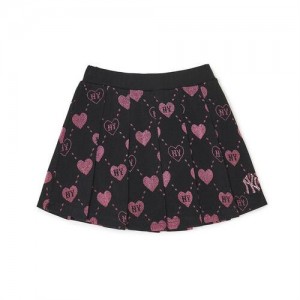 MLB Heart Allover Skirt Bottoms Black / Pink | Australia_MLB44442