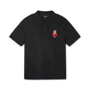 MLB Heart Comfortable Fit Polo T Shirts Black | Australia_MLB69771