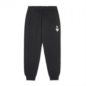 MLB Heart Logo Track Pants Bottoms Black | Australia_MLB58894