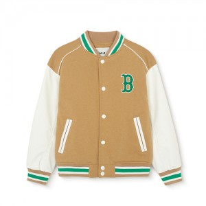 MLB Jersey Varsity Jumper Outerwear Beige | Australia_MLB32034