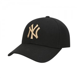 MLB Metal Logo Baseball Caps Black | Australia_MLB78575