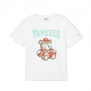 MLB Mono Bear T Shirt Tops White | Australia_MLB17248