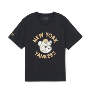 MLB Mono Mega Bear T Shirt Tops Black | Australia_MLB98565