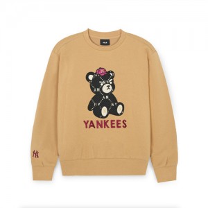 MLB Mono Megabear Sweatshirt Tops Beige | Australia_MLB87306